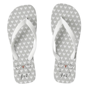 Personalized White Doves Wedding Flip Flops