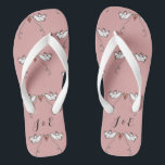 Personalized White Doves Wedding Flip Flops<br><div class="desc">An illustration of 2 beautiful doves holding flowing ribbon with a love heart attached</div>