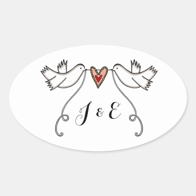 Personalized White Doves Wedding Sticker (Front)
