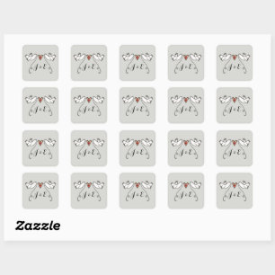 Personalized White Doves Wedding Sticker