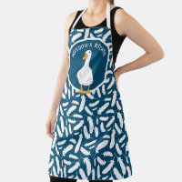 Personalized White Duck Feathers Pattern Navy Blue