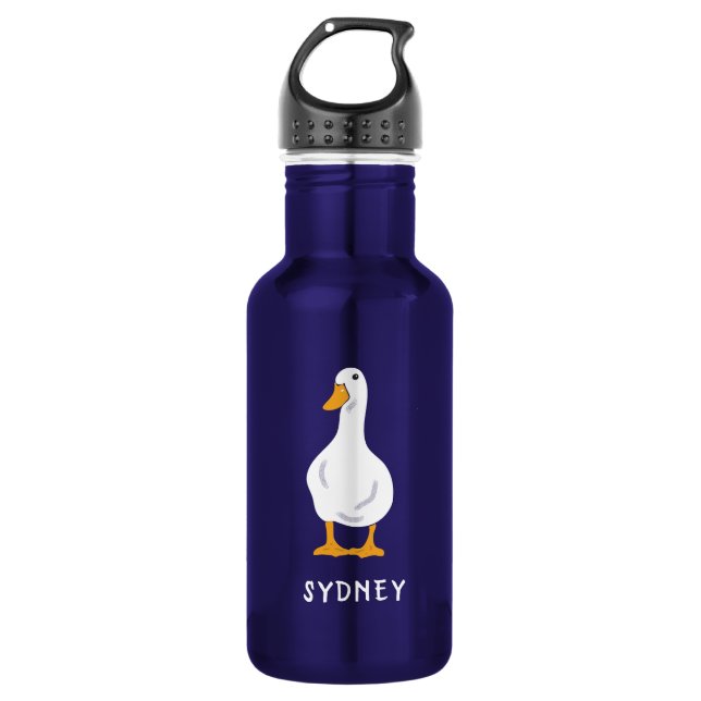Personalized White Duck Illustration 532 Ml Water Bottle (Front)