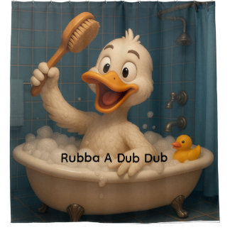 Personalized White Duck in Bathtub Shower Curtain