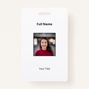 Personalized White Employee Badge Photo & Text