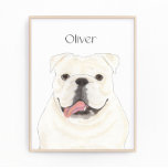 Personalized White English Bulldog Art Print<br><div class="desc">I am in love with this beautifully detailed watercolor illustration of a smiling white english bulldog dog! Personalize these art prints with your name or monogram to compliment your decor and change fonts by selecting the "edit using design tool" option at personalization. Shop the rest of my collection for the...</div>