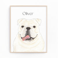 Personalized White English Bulldog Art Print