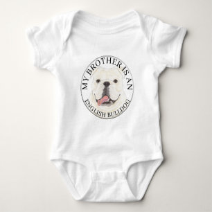 Personalized White English Bulldog Dog Baby Bodysuit