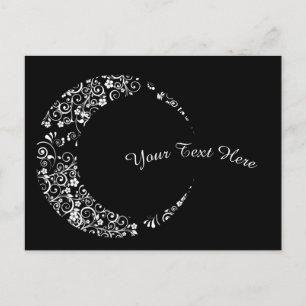 Personalized White Floral Crescent Moon Card