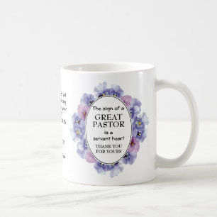 Personalized White Floral Pastor Appreciation Coffee Mug