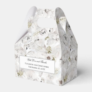 Personalized White Floral Swans Wedding  Favor Box