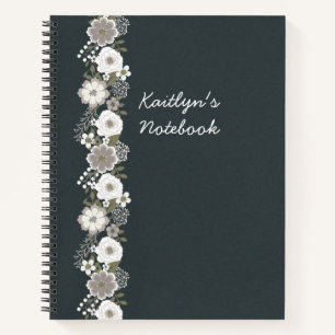 Personalized White Flowers Notebook