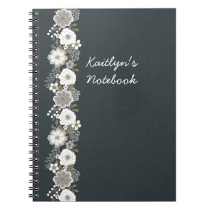 Personalized White Flowers Notebook