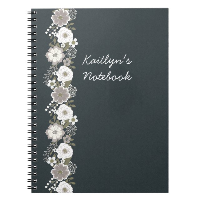 Personalized White Flowers Notebook (Front)
