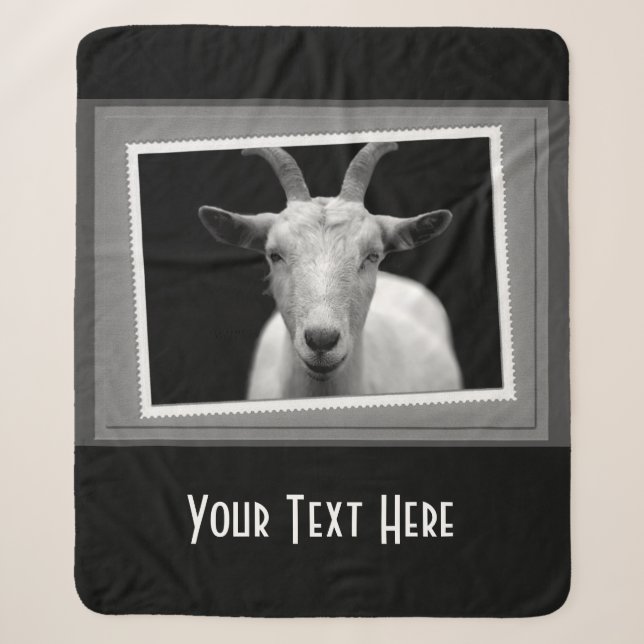 Personalized White Goat Photography Print Sherpa Blanket (Front)