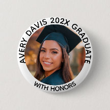 Personalized White Graduate Photo Year With Honour