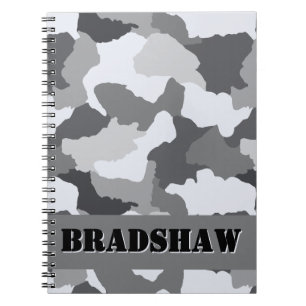 Personalized White Grey Camo Journal