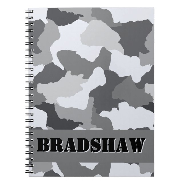 Personalized White Grey Camo Journal (Front)