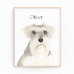 Personalized White & Grey Schnauzer Art Photo Print<br><div class="desc">I am in love with this beautifully detailed watercolor illustration of a white and grey schnauzer! Personalize these art prints with your name or monogram to compliment your decor and change fonts by selecting the "edit using design tool" option at personalization. Shop the rest of my collection for the sweetest...</div>