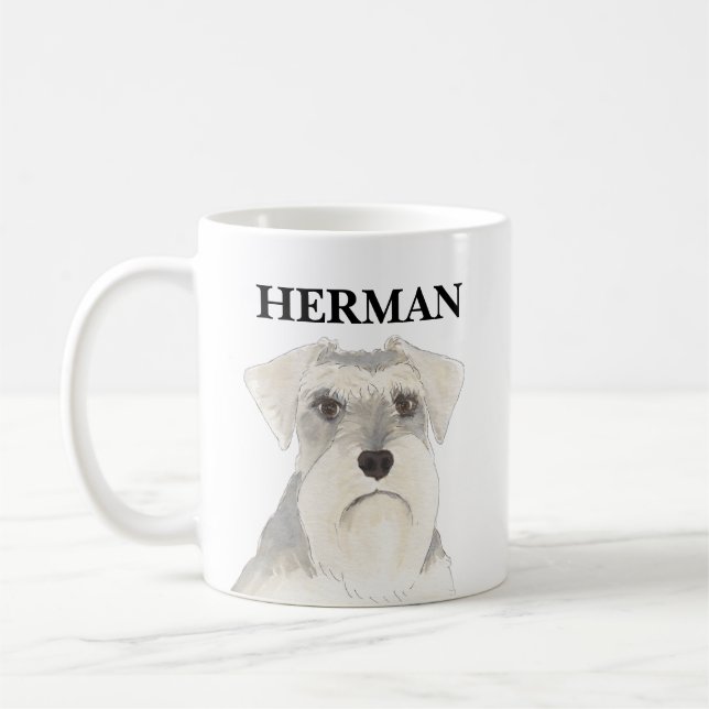 Personalized White & Grey Schnauzer Coffee Mug (Left)