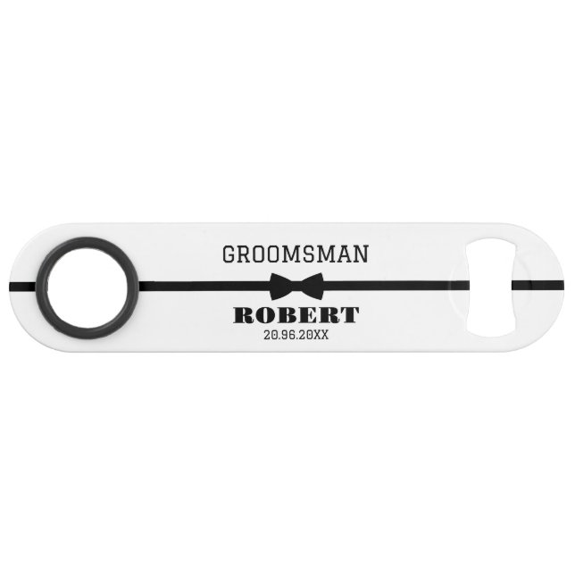 Personalized White Groomsman Name Bar Key  (Front (Horizontal))
