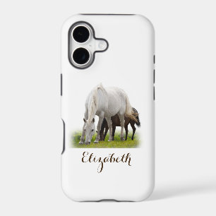 Personalized White Horse with Pony