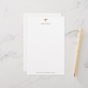 Personalized White Hummingbird Stationery