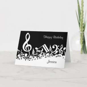 Personalized White Jumbled Musical Notes on Black