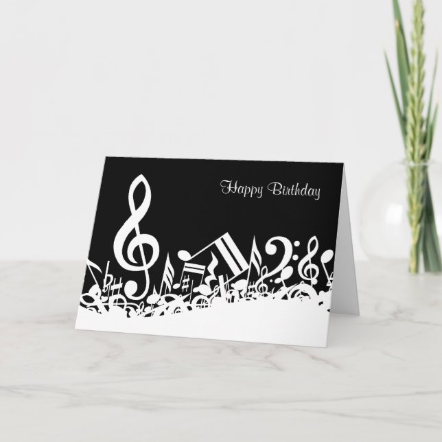 Personalized White Jumbled Musical Notes on Black (Front)