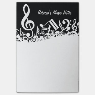 Personalized White Jumbled Musical Notes on Black