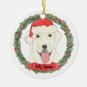 Personalized White Labrador Christmas Ceramic Ornament