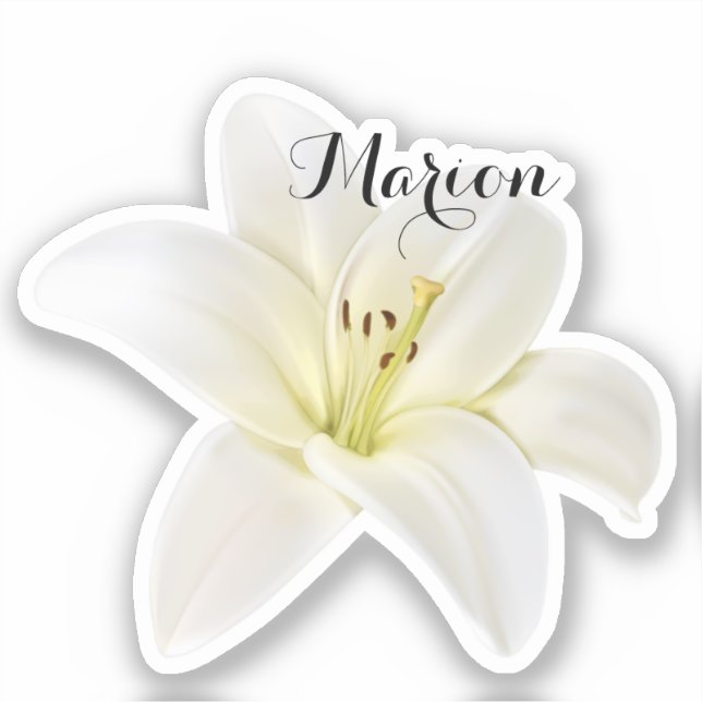 Personalized White Lily Sticker (Front)