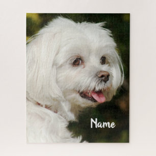 Personalized White Maltese Puppy Dog Jigsaw Puzzle