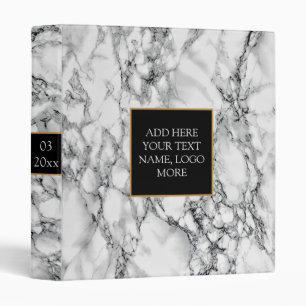 Personalized White Marble Binder - Your Text Name