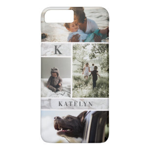 Personalized White Marble Custom 4 Photo Collage Case-Mate iPhone Case