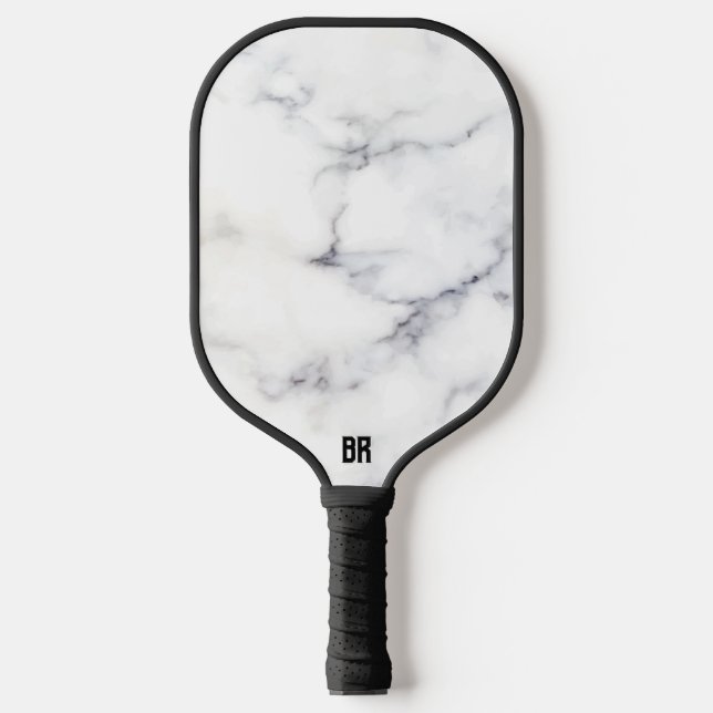 Personalized White Marble Texture Pickleball Paddle (Front)