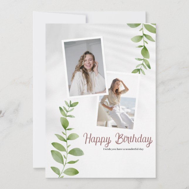 Personalized White Minimalist Happy Birthday  (Front)