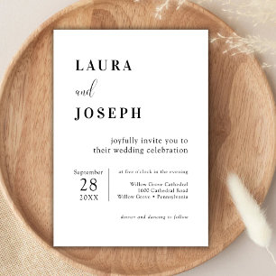 Personalized White Minimalist Modern Wedding Invitation