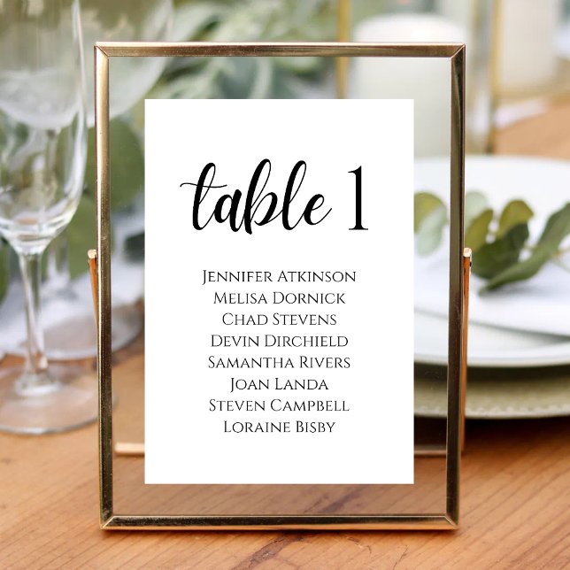 Personalized White Modern Elegance Wedding Table Number (Creator Uploaded)