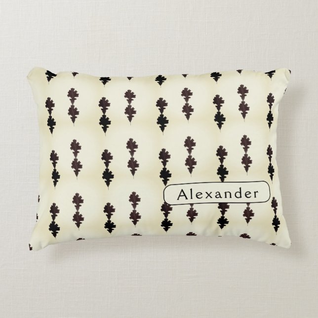Personalized White Oak Leaf Pattern Accent Pillow (Front)