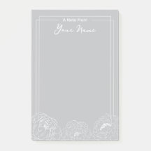 Personalized White outlined Peonies with border