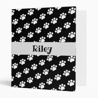 Personalized White Paw Print Pattern Binder