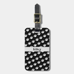 Personalized White Paw Print Pattern Luggage Tag