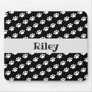 Personalized White Paw Print Pattern Mouse Pad