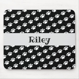 Personalized White Paw Print Pattern Mouse Pad