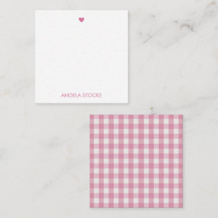 Personalized White Pink Gingham Card