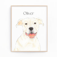 Personalized White Pitbull Staffy Dog Art