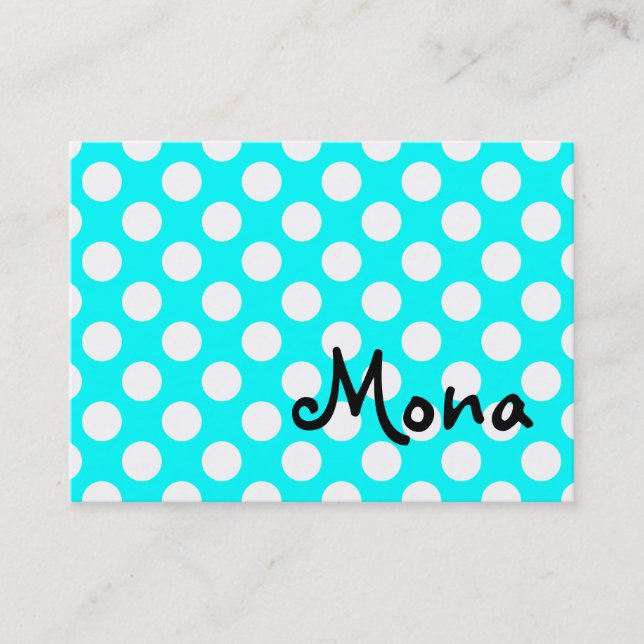 Personalized White Polka Dot Business Card (Front)