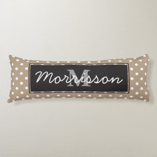 Personalized White Polka Dots Black Deco Framed Body Pillow