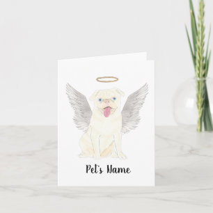 Personalized White Pug Sympathy Memorial Card