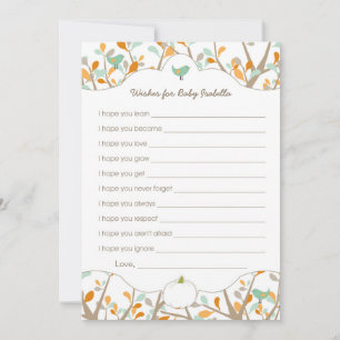 Personalized White pumpkin baby shower wishes Advice Card